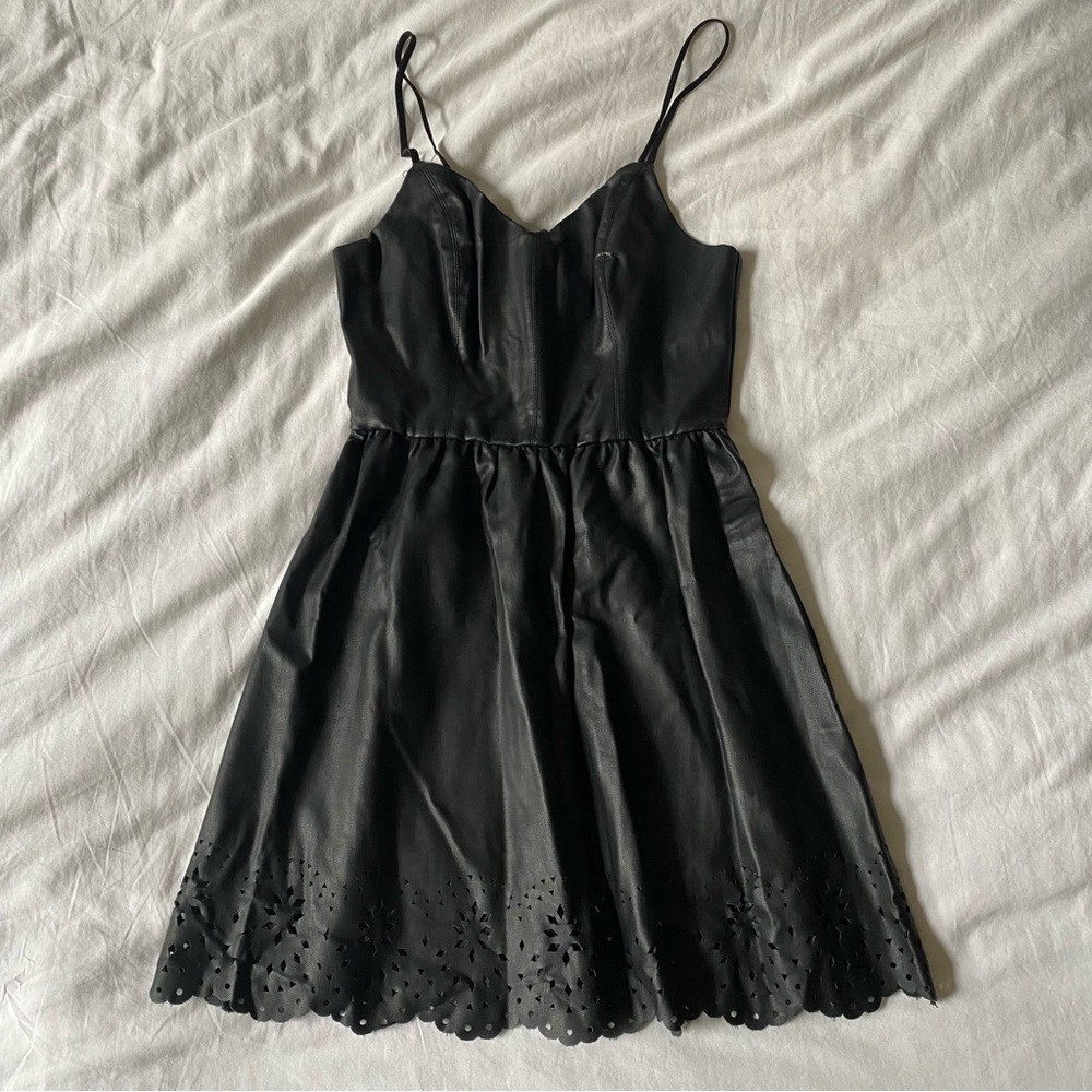 Forever 21 Black Faux Leather Mini Dress Size Small​